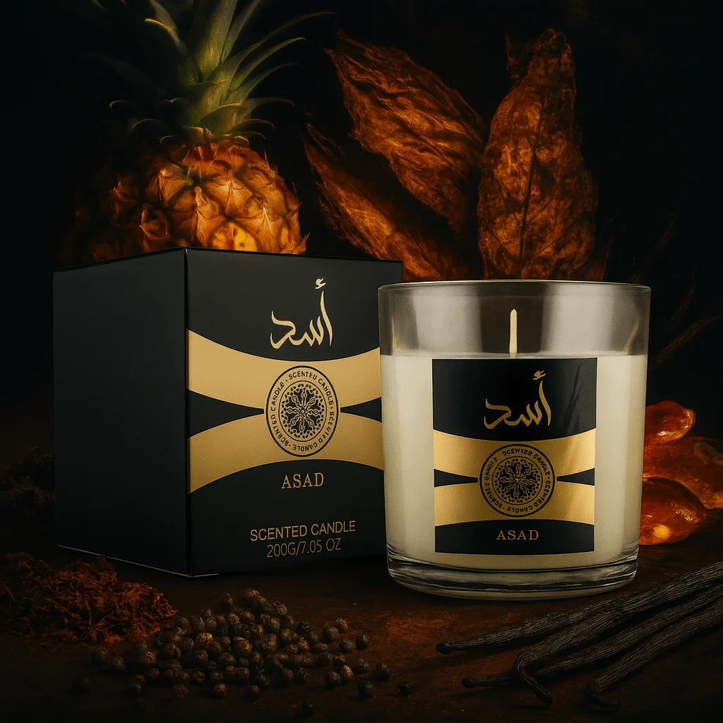 Bougie Parfumée ASAD - Ambre Vanille Épices - Lattafa Perfumes Cire Naturelle