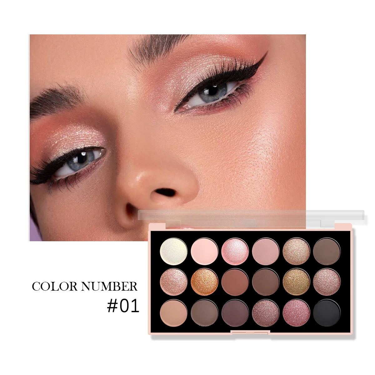 Palette Fard à Paupières 18 Couleurs Nacré Mat Shimmer Fin Paillettes Tons Terre Longue Tenue Haute Performance