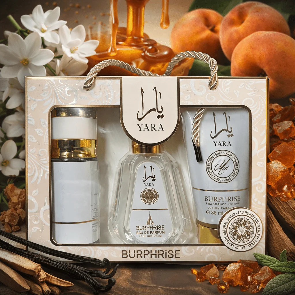 Coffret Cadeau Parfum Femme Burphise Yara Moi - Eau de Parfum 50ml + Brume 88ml + Savon 88g