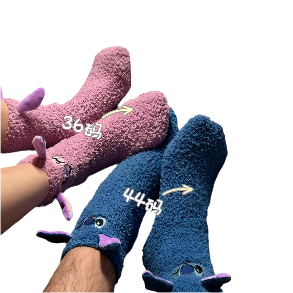 Chaussettes Thermiques Stitch Disney - Chaussons Polaire Corail Antidérapants Hiver Couple