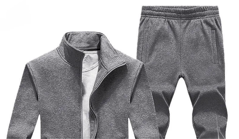 Ensemble Homme 2 Pièces Senior - Sweat Cardigan Zippé & Pantalon Casual Confort Automne-Hiver