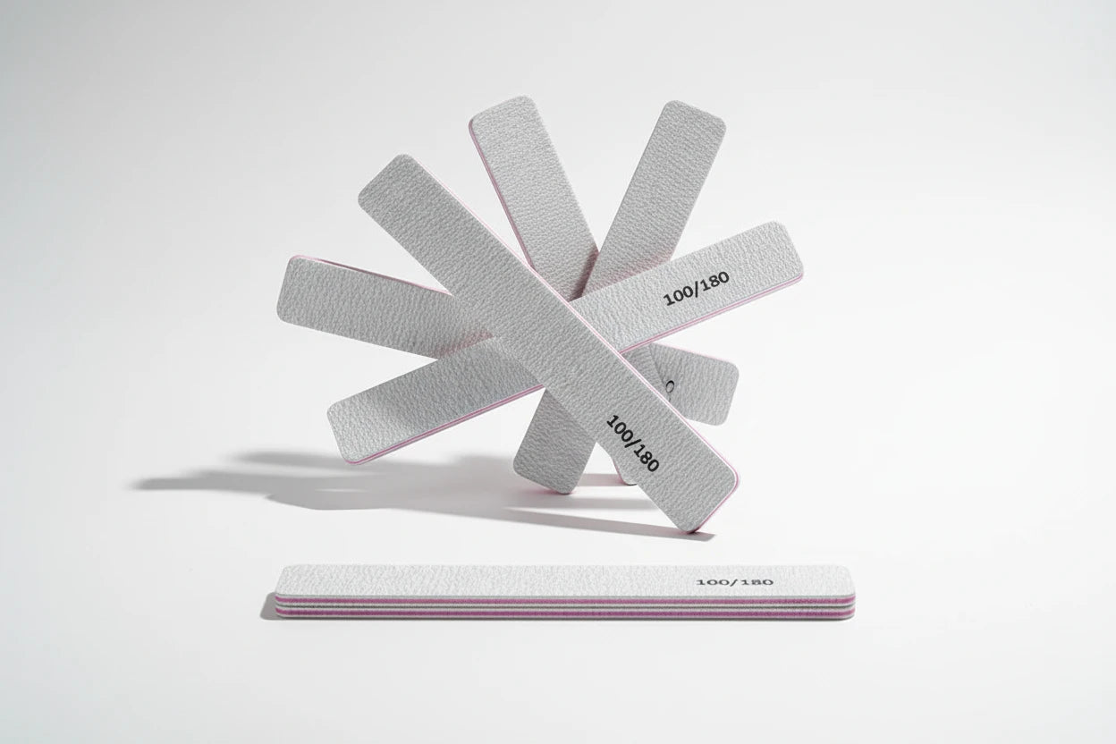 Limes à Ongles Grises 100/180 Lot de 10pcs - Carrées Droites Buffer Manucure Ponçage UV Gel Polish Soin Ongles