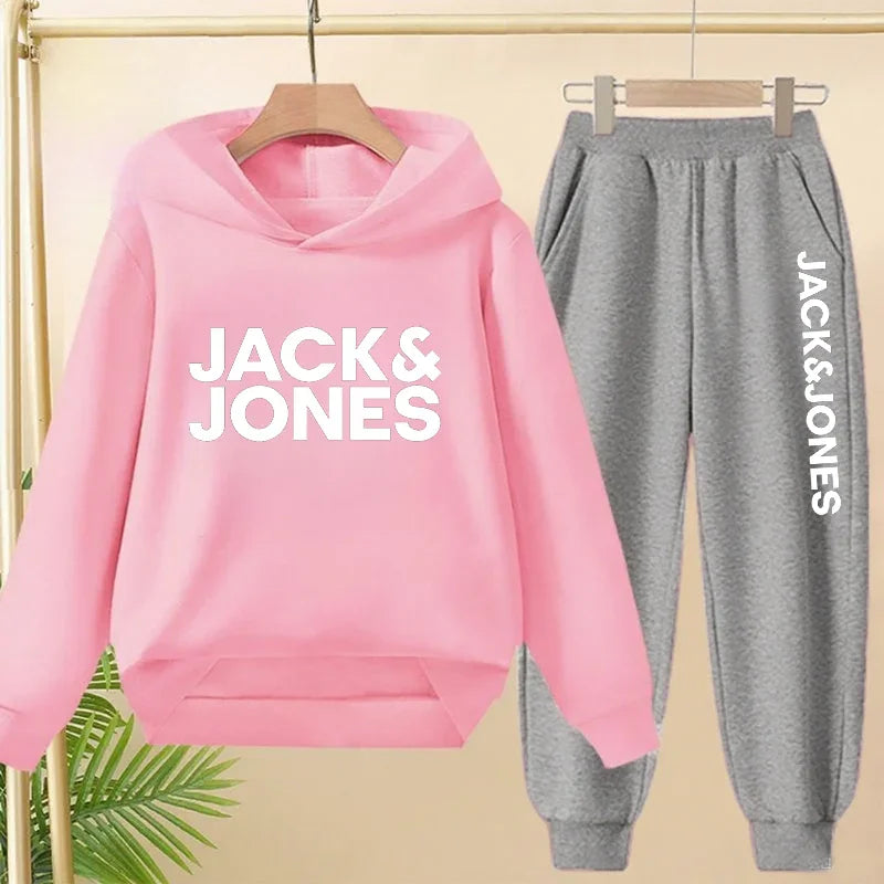Ensemble Survêtement Enfant 3-13 Ans - Sweat à Capuche & Pantalon Imprimé Lettres 2026