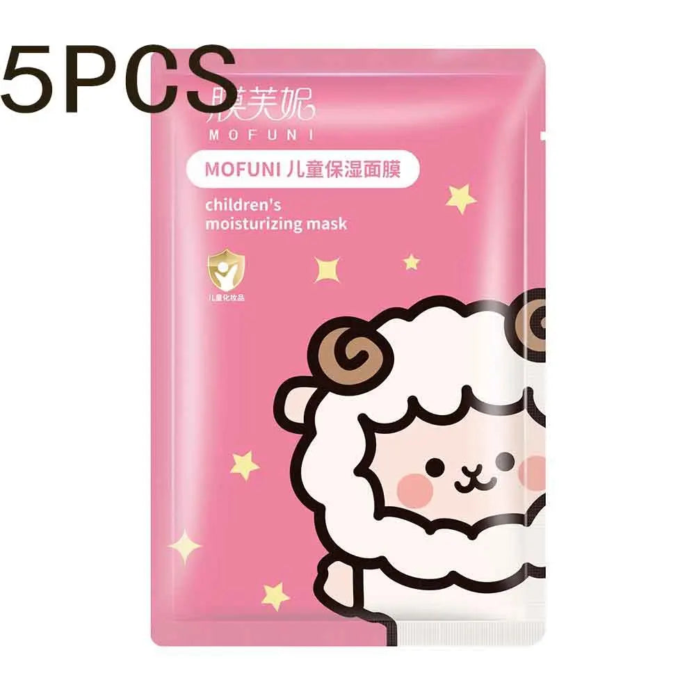 Lot de 5 Masques Visage Enfant - Fruits & Animaux Cartoon Hydratants Doux