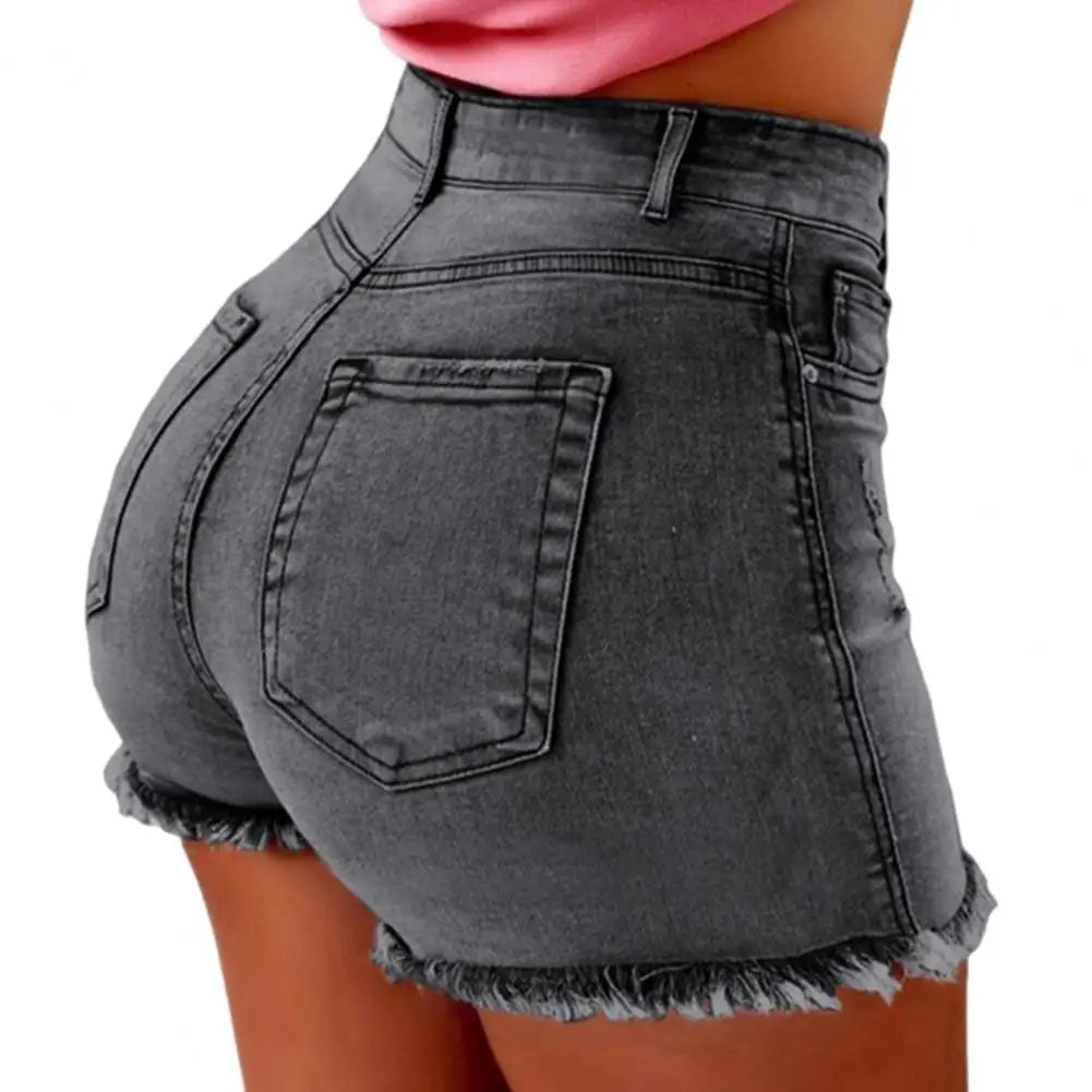 Short Denim Femme Slim Taille Haute - Jean Déchiré Broken Hotpant Été Fashion