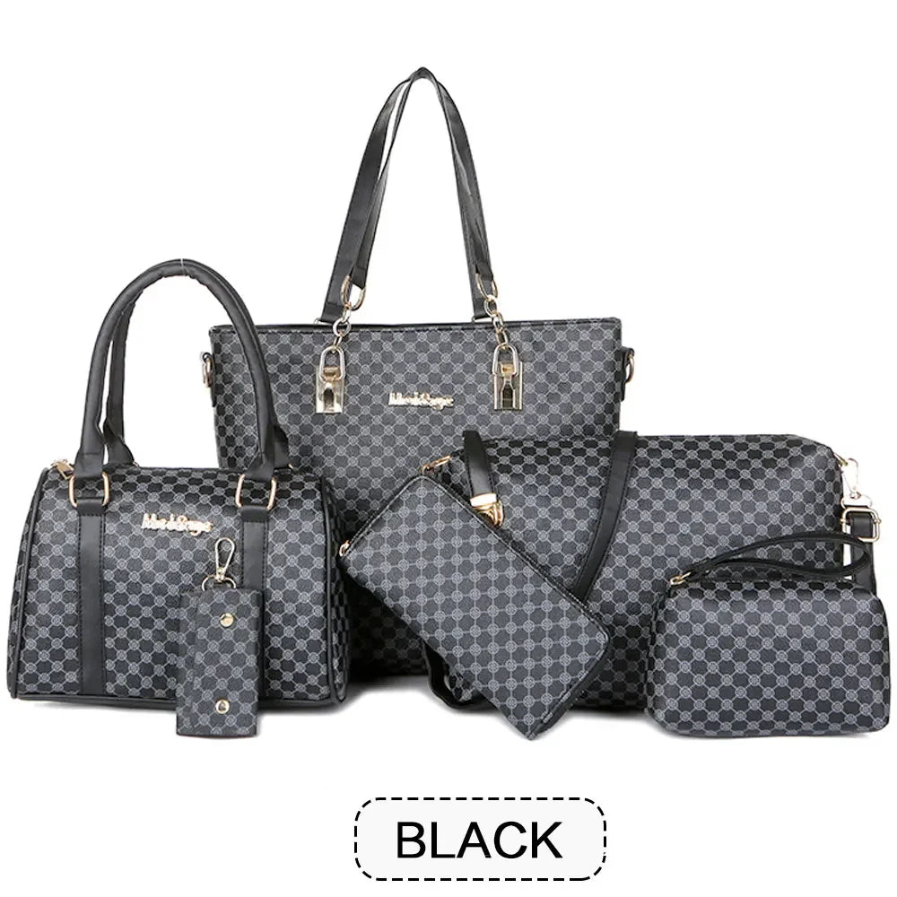 Set 6 Sacs Femme Imprimé Floral Minimaliste - Grande Capacité Tote Épaule Crossbody