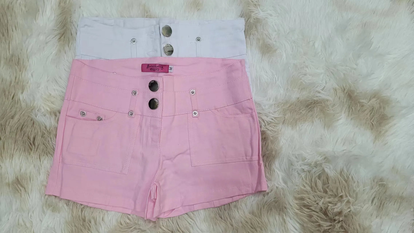 Short Fille Jean Rose Plage - Bermuda Denim Été Casual Vêtement Enfant