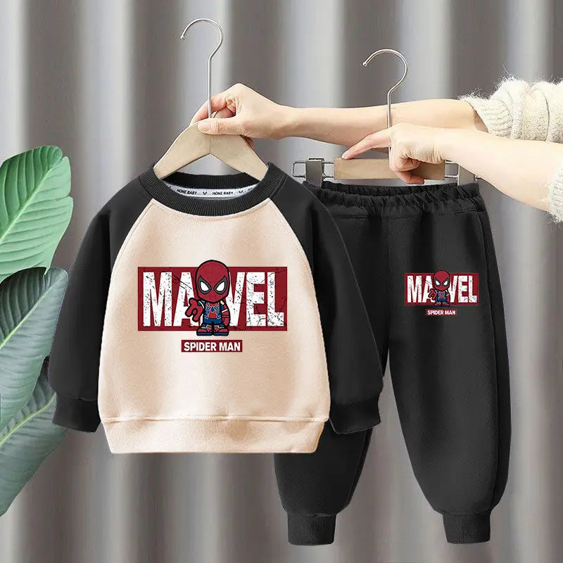 Ensemble Enfant Marvel 2026 - Sweat Manches Longues & Pantalon Cartoon 2 Pièces Garçon Fille