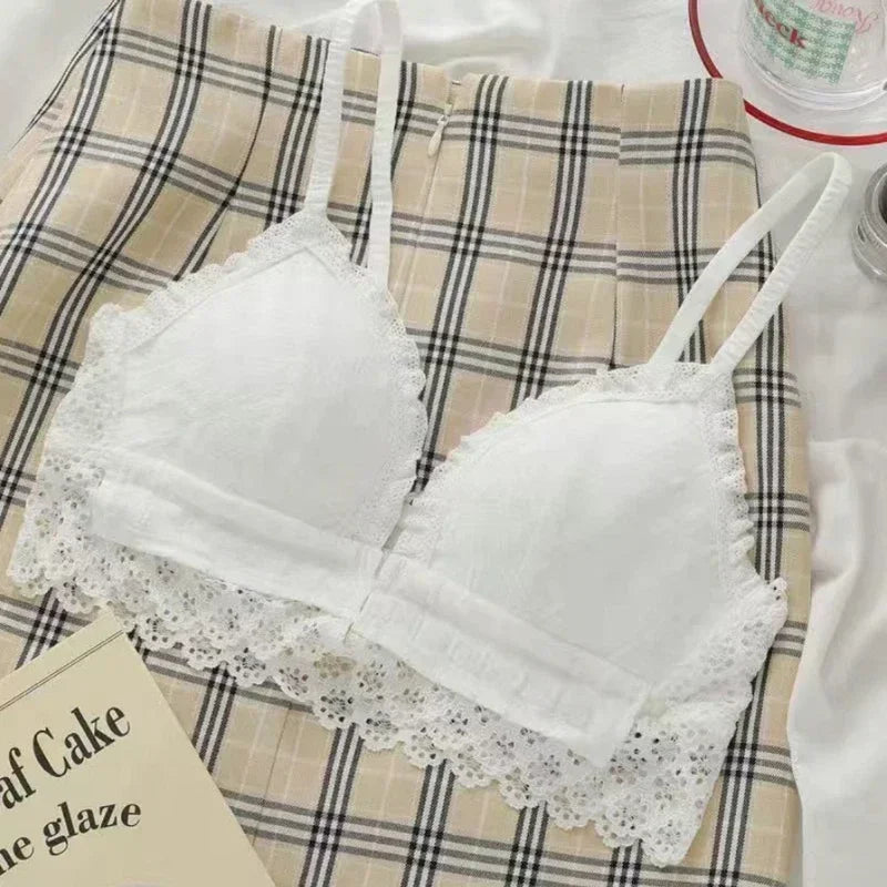 Soutien-Gorge Femme Japonais Coréen Fermeture Devant - Dentelle Sweet Sans Armature Confortable Respirant Lingerie