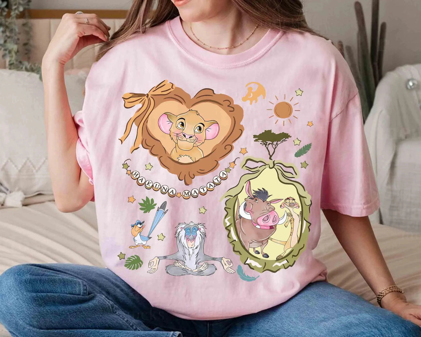 T-Shirt Disney Le Roi Lion Simba Graphique - 100% Coton Loose Casual Été Unisexe