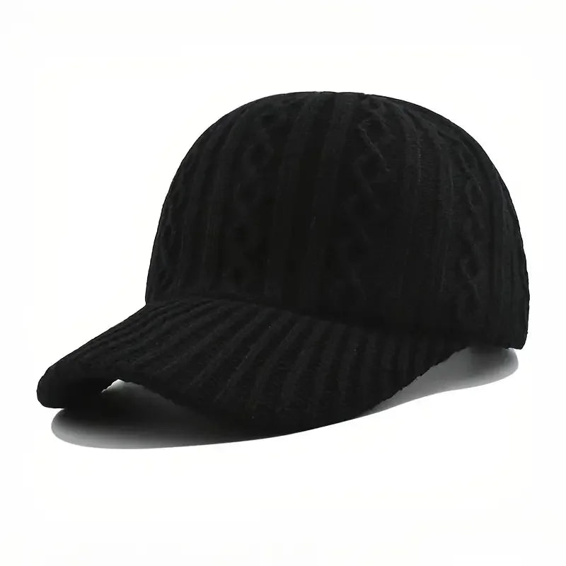 Casquette Baseball Tricotée Tendance Homme Femme - Chapeau Peaked Automne/Hiver Chaud Polyvalent