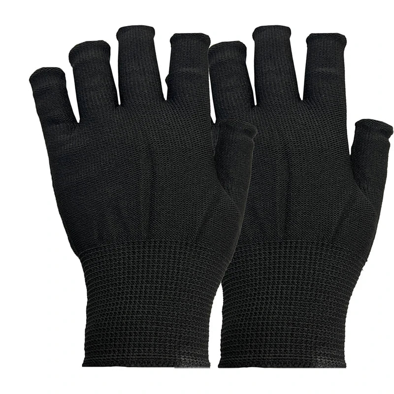Paire Gants UV Nail Art Noirs Fins Anti-UV - Protection Gel Shield Sans Doigts Manucure Outils Lampe LED Séchoir Ongles