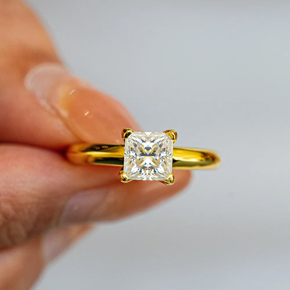 Bague Moissanite 1 Carat Argent 925 Plaqué Or 18K - Femme GRA