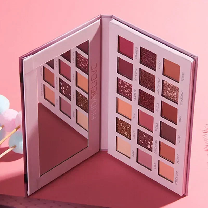 Palette Fard à Paupières 18 Couleurs Paillettes avec Miroir Nacré Mat Shimmer Pigmenté Nude Longue Tenue Maquillage Yeux