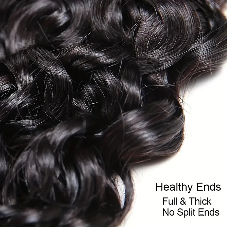 Mèches Cheveux Humains Kinky Curly Courtes avec Closure - Extensions Tissage 100% Naturels Remy