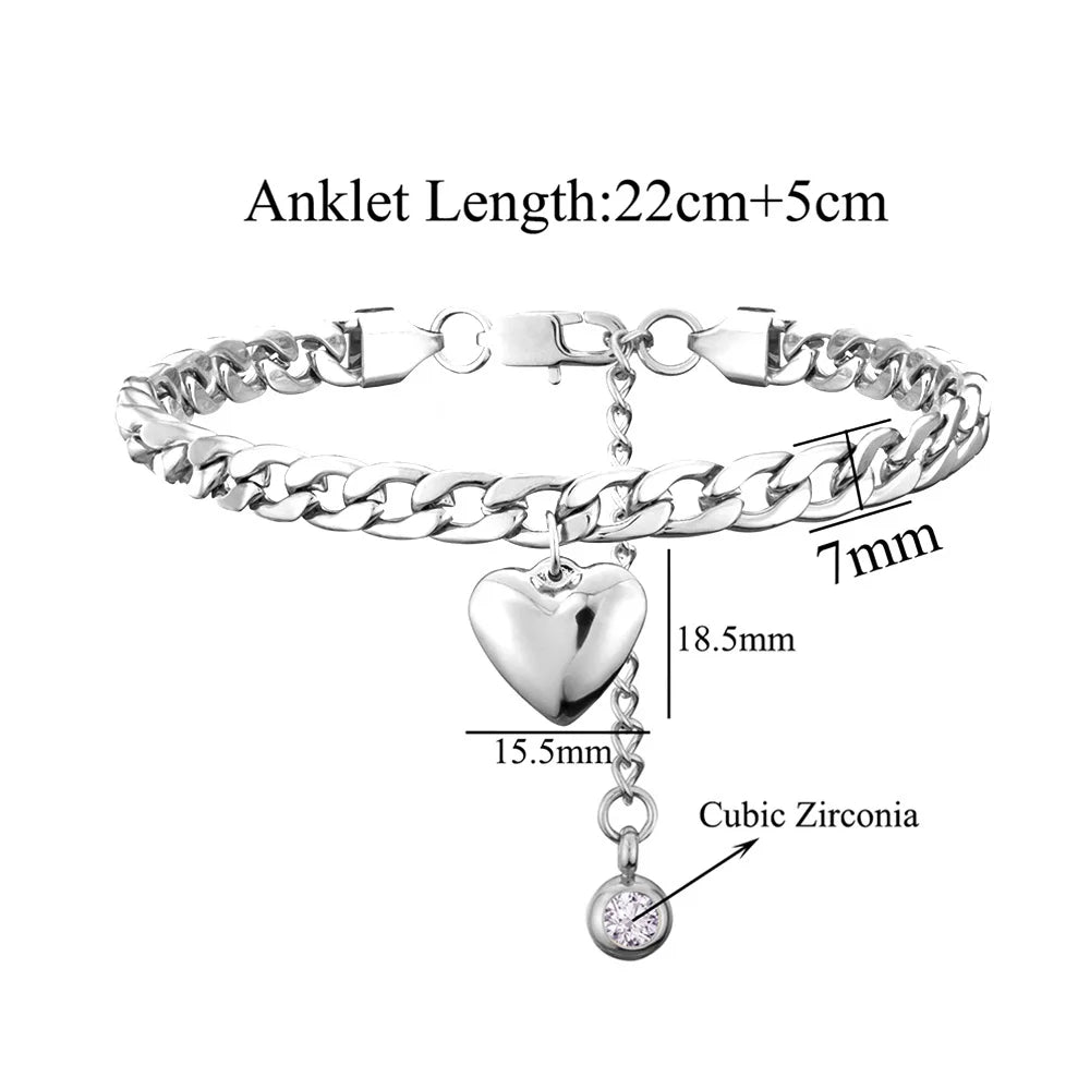 Chaîne de Cheville Punk Cuban Link Or Argent - Bracelet Pied Acier Inoxydable Femme