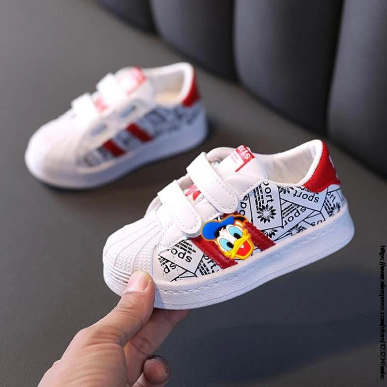 Baskets Disney Mickey Minnie Bébé Enfant - Chaussures de Sport Blanches Souples (1-6 ans)