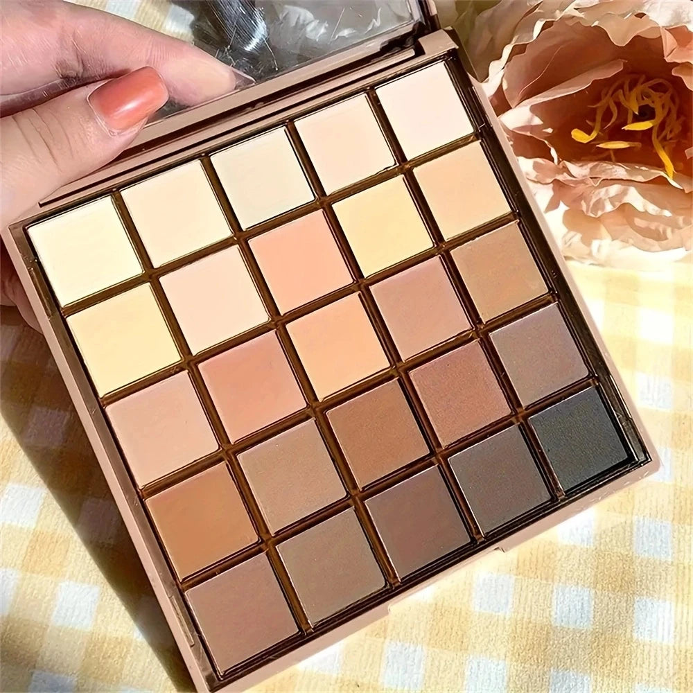 Palette Fard à Paupières 25 Couleurs - Tons Neutres Gris Marron Terre Café Chocolat Maquillage Multifonction Naturel