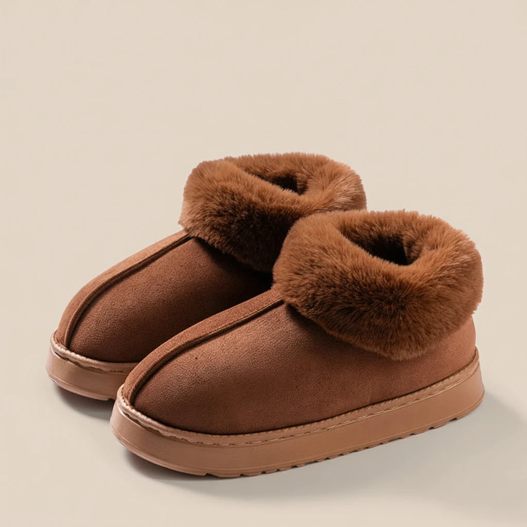 Chaussons Bottes Neige Femme Homme - Pantoufles Peluche Fourrure Chaudes Hiver Intérieur Confort