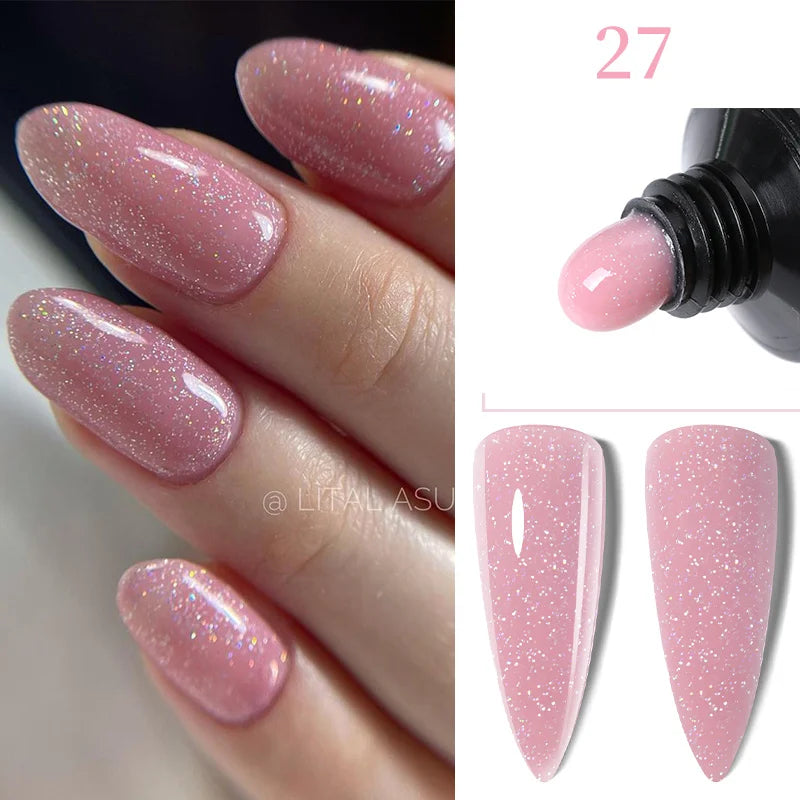 Gel Extension Ongles Paillettes LILYCUTE 15ml - Vernis Semi-Permanent UV Construction Nail Art