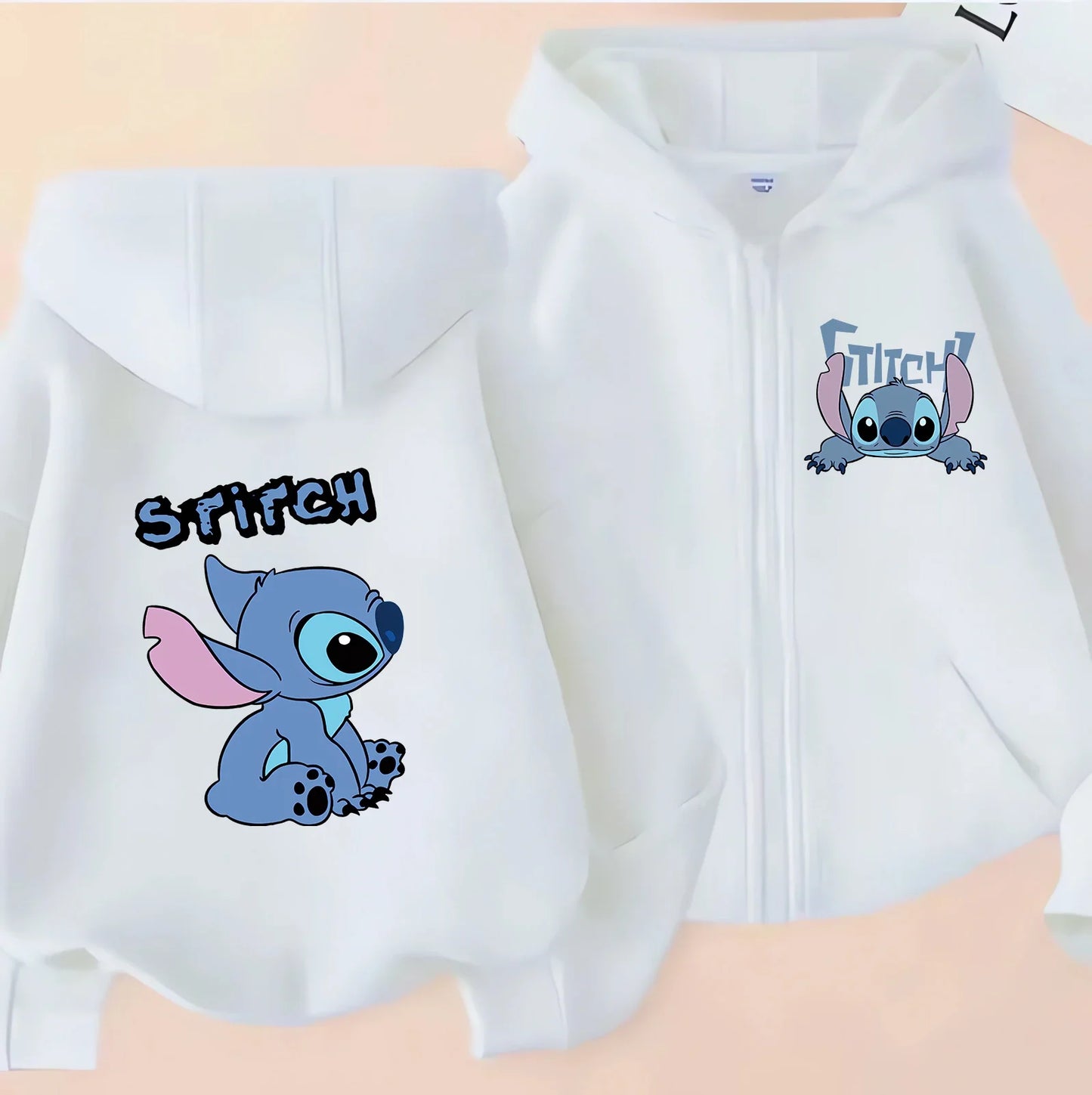Sweat à Capuche Zippé Enfant Stitch Disney - Veste Hoodie Lilo & Stitch Casual Garçon Fille