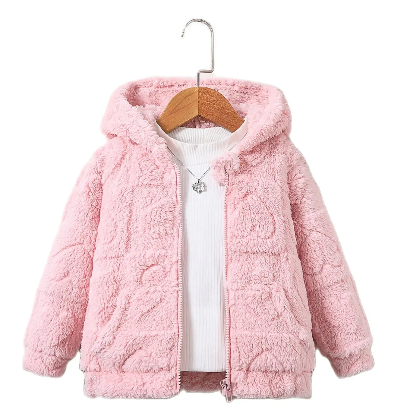Manteau Cachemire Fille à Capuche Printemps Automne - Veste Chaude Fashion Enfant