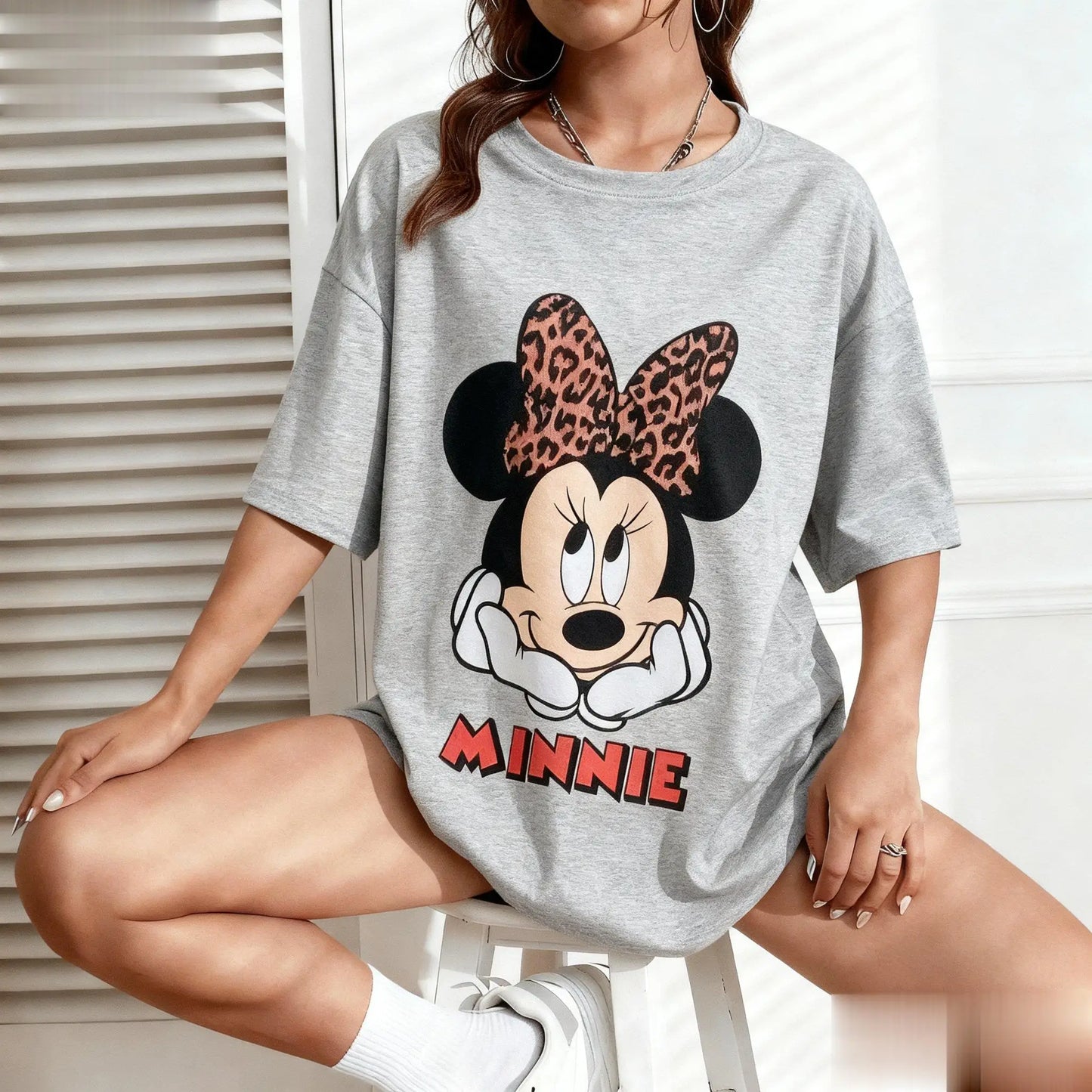 T-Shirt Disney Minnie Mouse Graphique - Vintage Cartoon Streetwear Loose Casual Unisexe Été