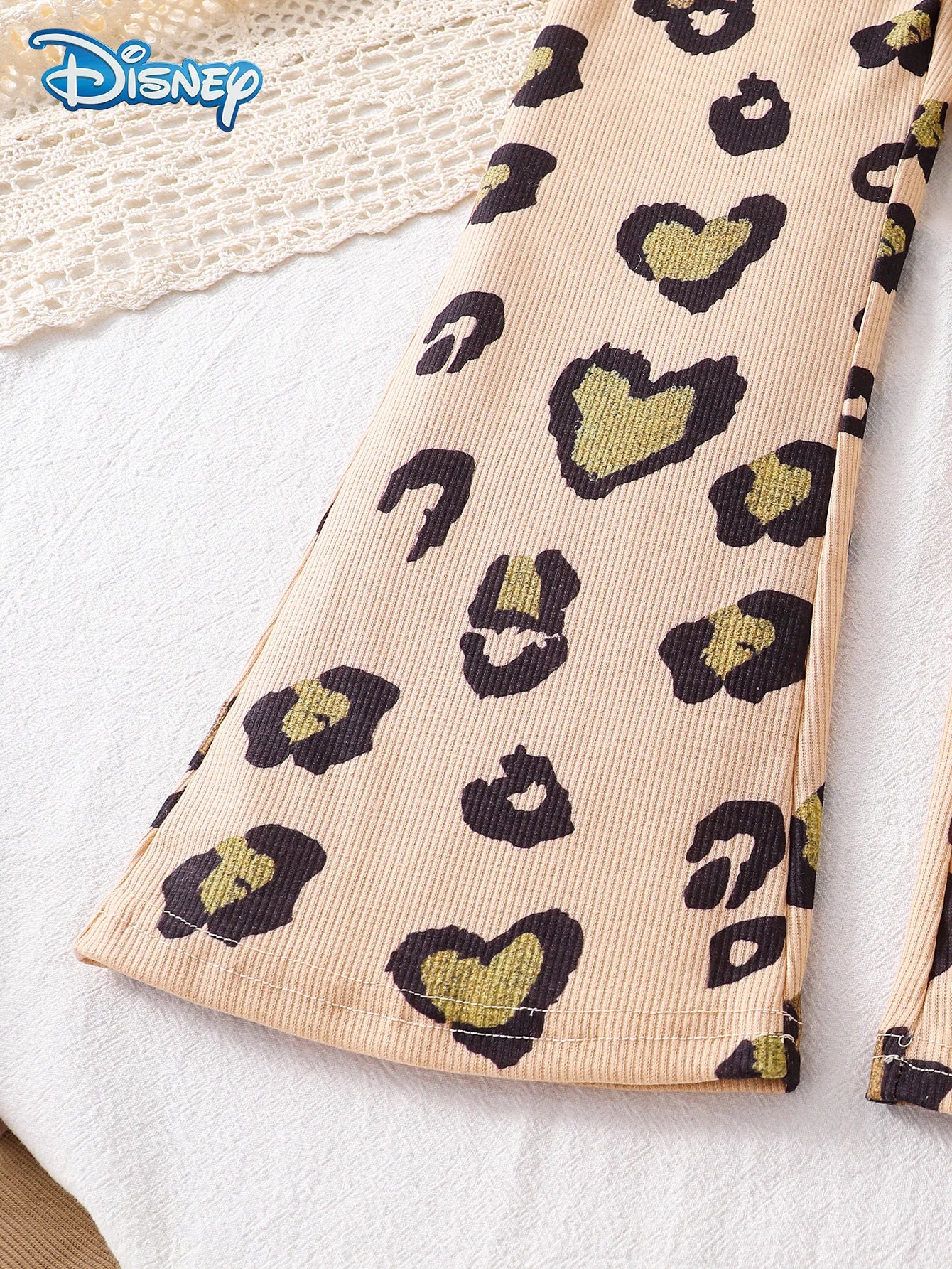 Ensemble Bébé Fille Mickey Mouse Disney - Sweat Léopard + Pantalon Pattes d'Éléphant Automne Hiver