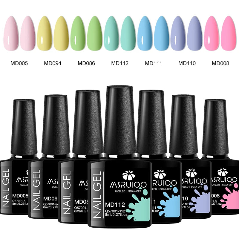 Kit 7 Vernis Gel Nail Art DIY - Set Décoration Manucure Soak Off UV Longue Tenue Peinture Gel