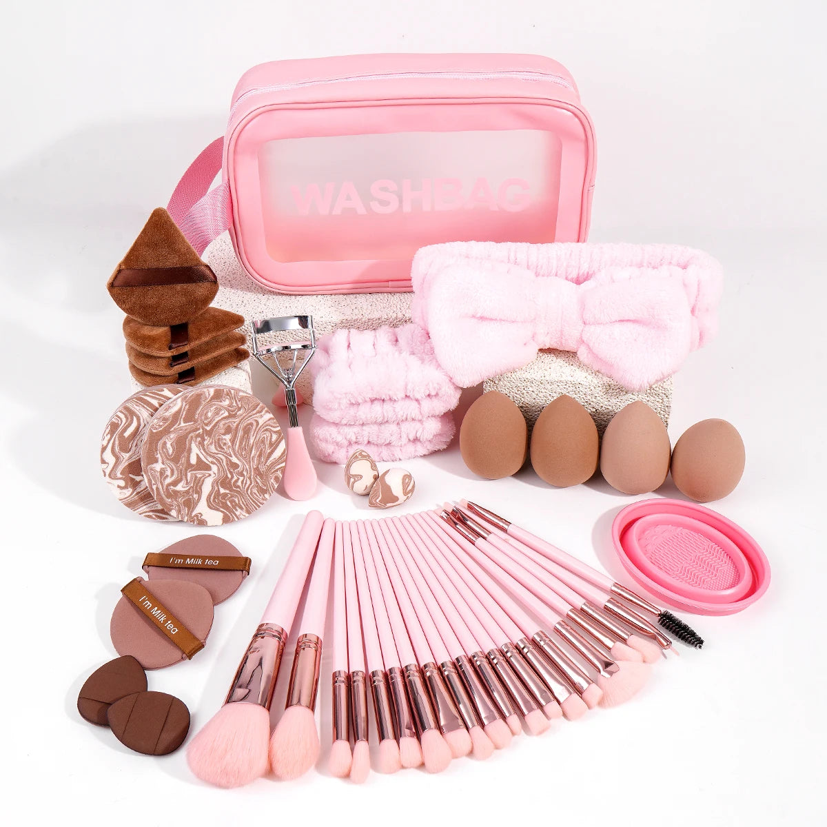 MAANGE Kit Maquillage Multifonction 42pcs - 20 Pinceaux avec Trousse Lavage Houppettes Poudre Multi-Styles Coffret Cadeau