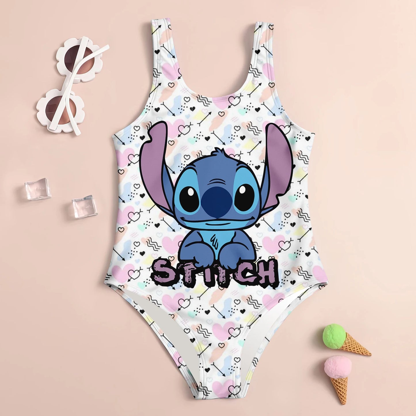 Maillot de Bain Fille Une Pièce Cartoon - Imprimé 3D Bretelles Été