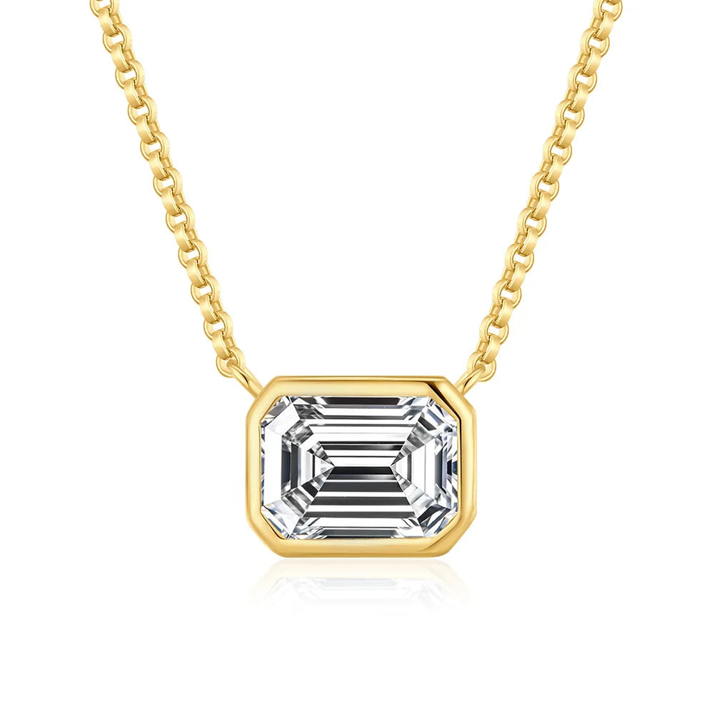 Collier Pendentif Moissanite Émeraude 1ct - Certifié 14K Argent 925 Sterling Diamant Mariage Luxe Cadeau Femme