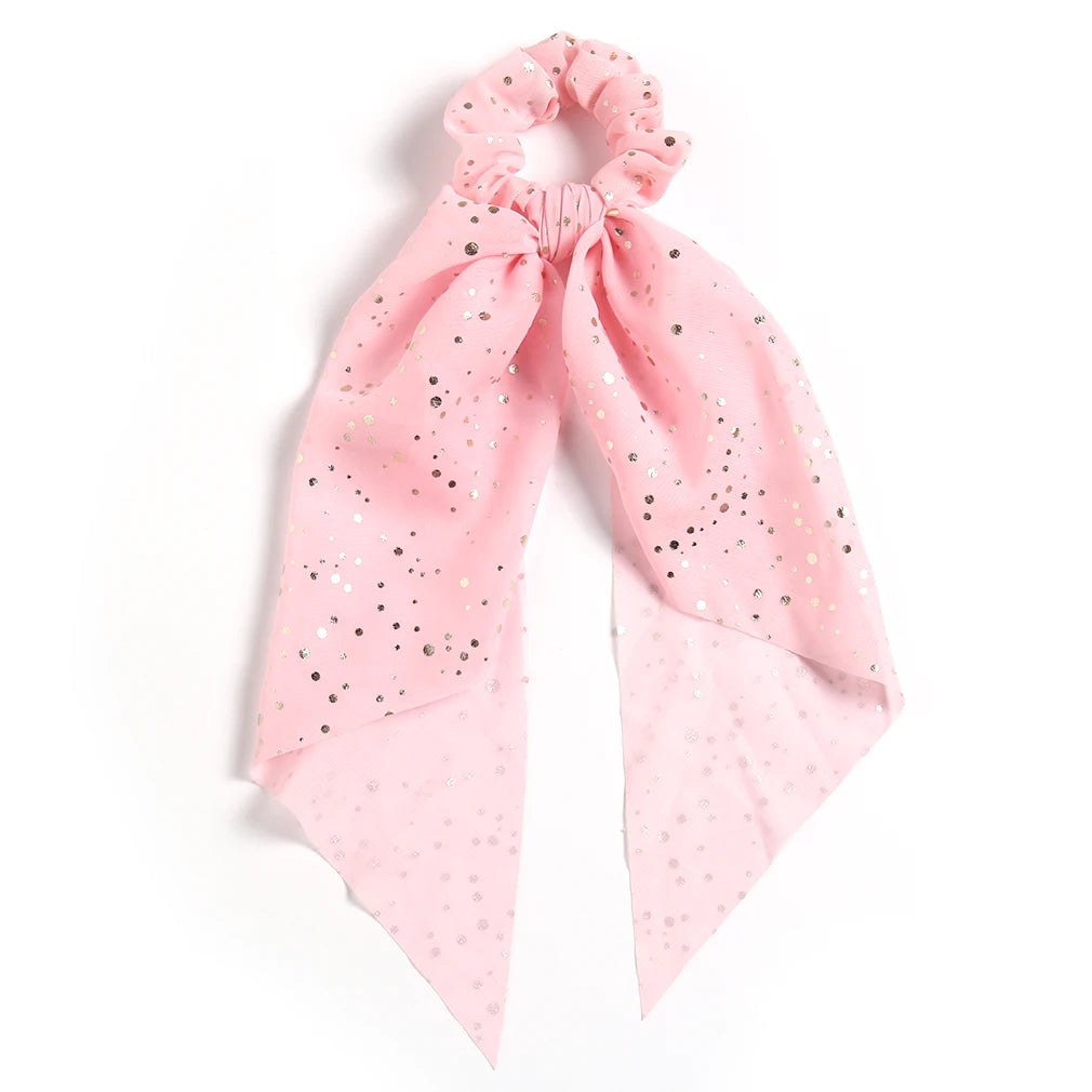 Chouchou Cheveux Long Ruban Mousseline Imprimé Floral - Élastique Doux Queue de Cheval Foulard Accessoires Cheveux