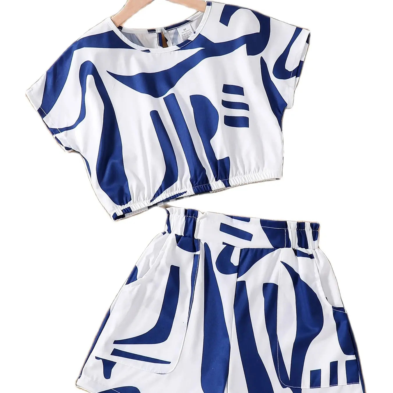 Ensemble 2 Pièces Fille Été - T-Shirt Rayé Blanc + Short - Casual Mode Printemps