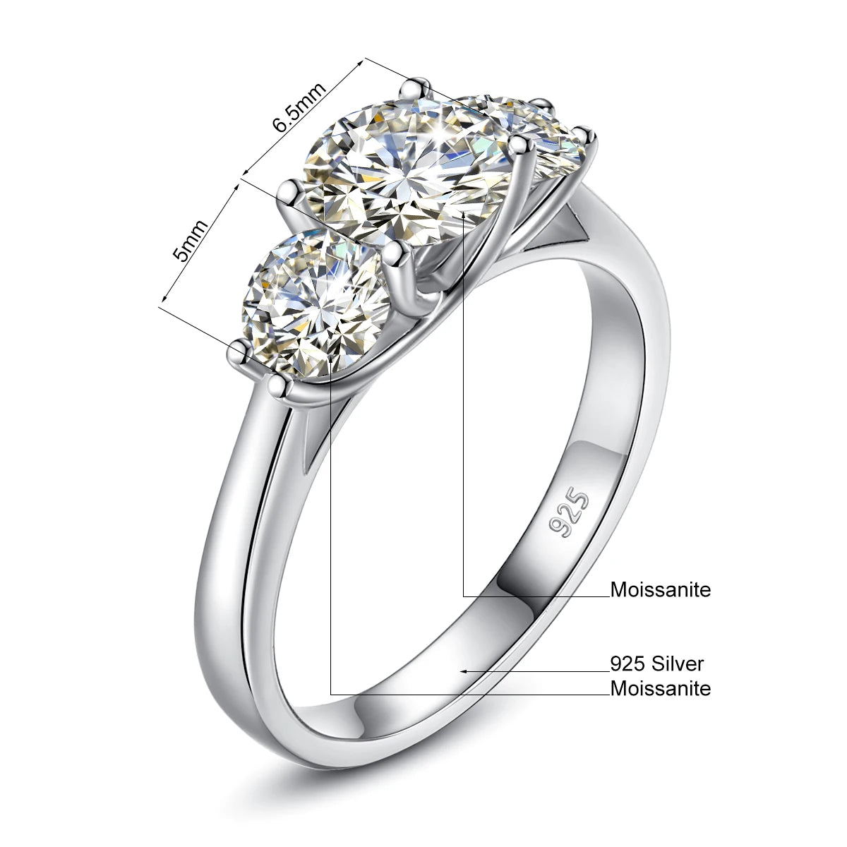 Bague Moissanite 2CT Or 18K Femme - Bague Mariage Fiançailles Anniversaire Luxe