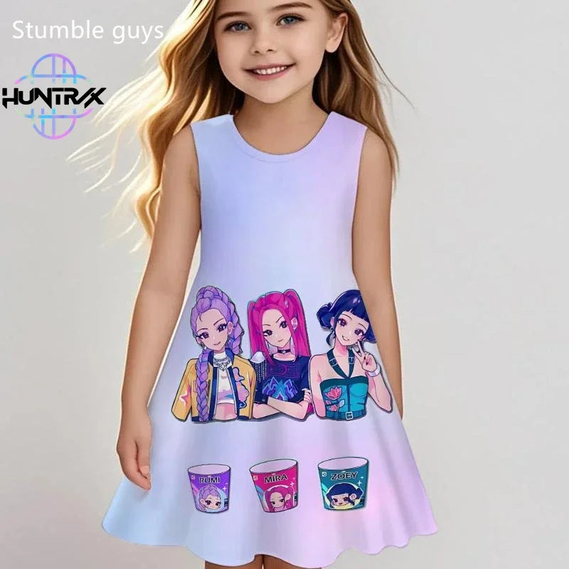 Robe Enfant Demon Slayer - Robe d'Été Fille Anime Kimetsu no Yaiba Casual Plage