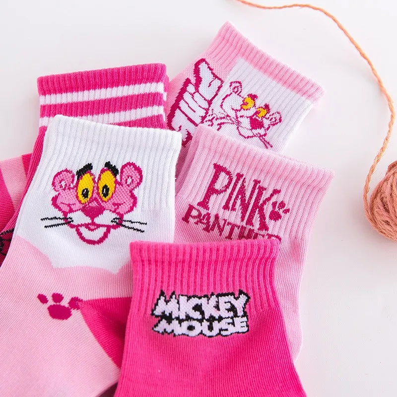 Lot 5 Paires Chaussettes Disney Mickey Minnie - Socquettes Coton Antidérapantes Enfant 2-12 Ans