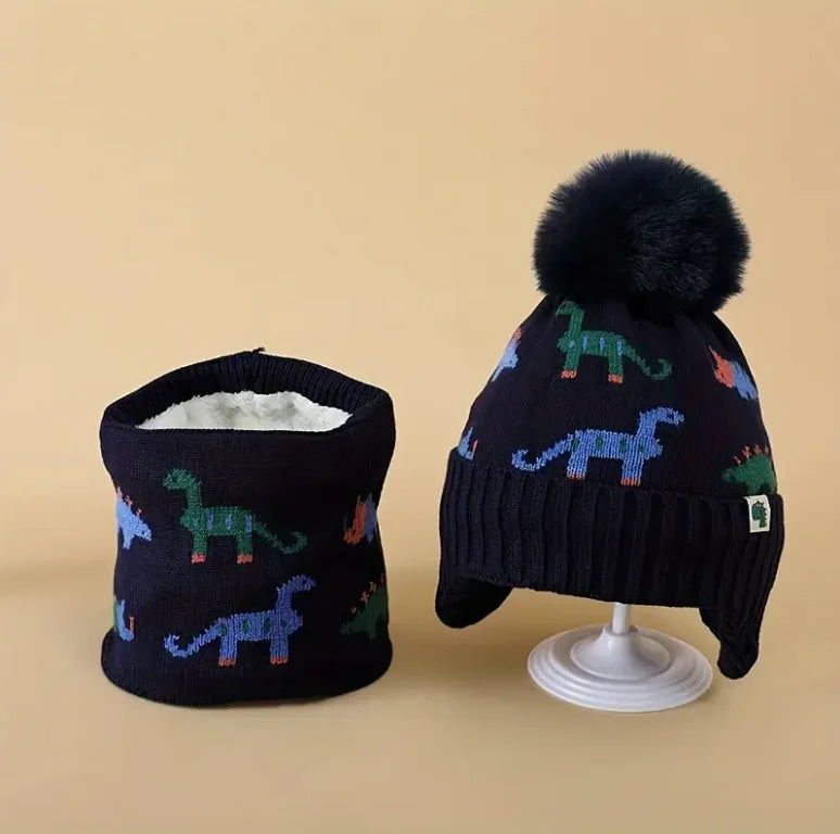 Ensemble 2 Pièces Bonnet et Écharpe Chaud pour Bébé - Hiver Automne Garçon Fille