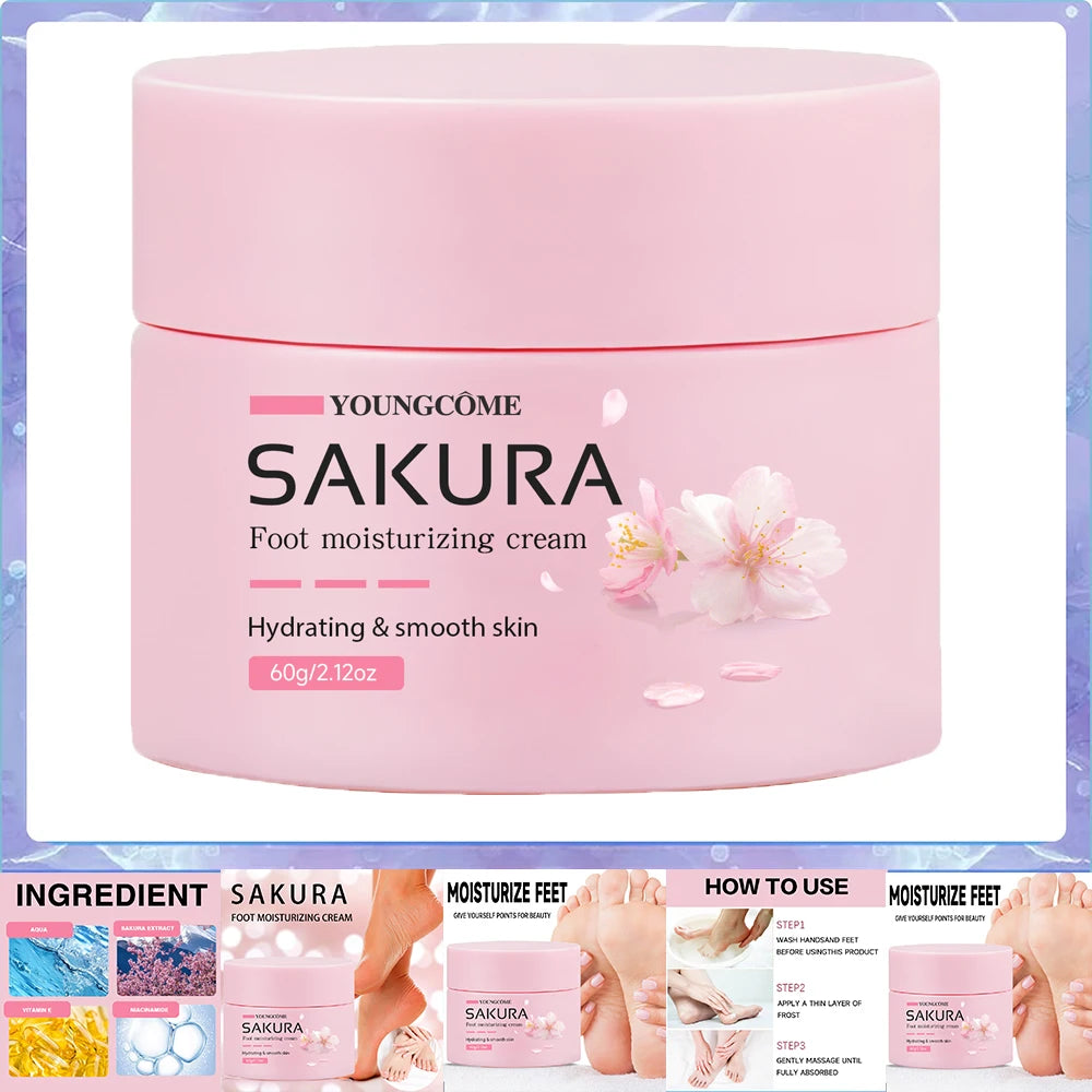 Crème Pieds Sakura Urée 40% - Réparation Talons Fendillés, Beurre Karité, Soin Nuit Intensif