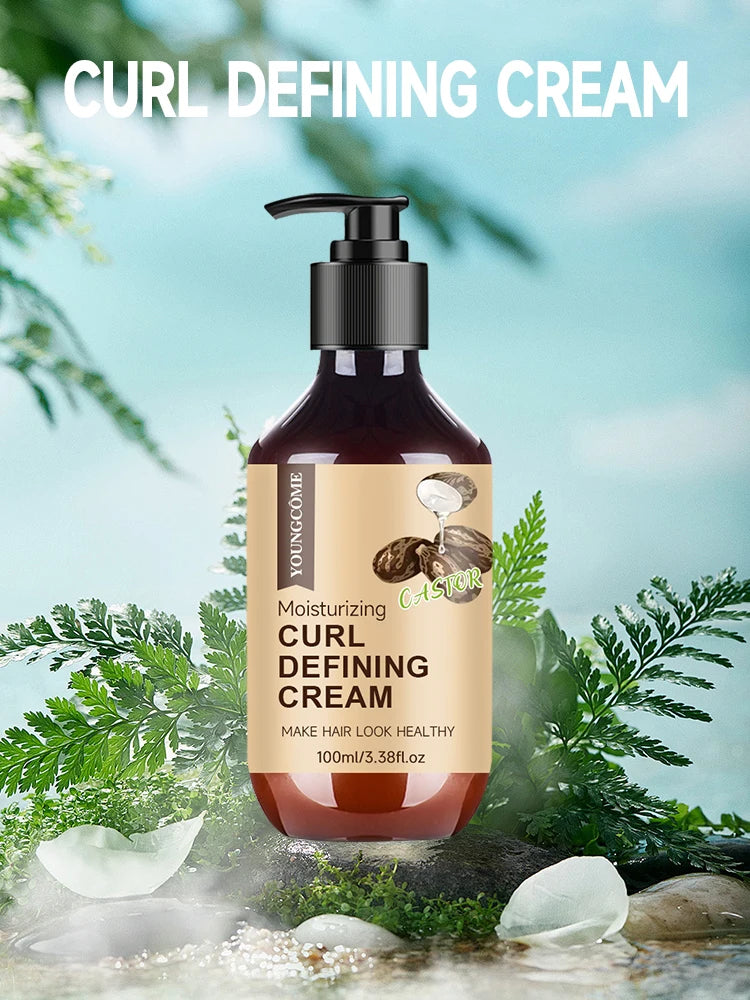 Crème Boucles Huile Ricin Homme 100ml - Romarin Menthe Poivrée Contrôle Boucles