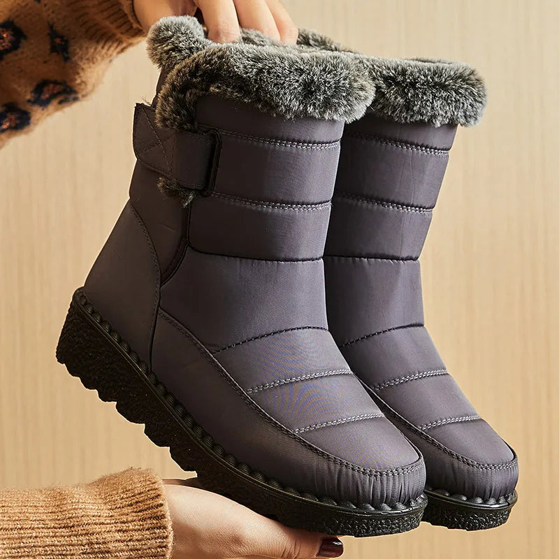 Bottes Hiver Femme 2025 Imperméables Fourrure - Bottines Talons Bas Chaudes