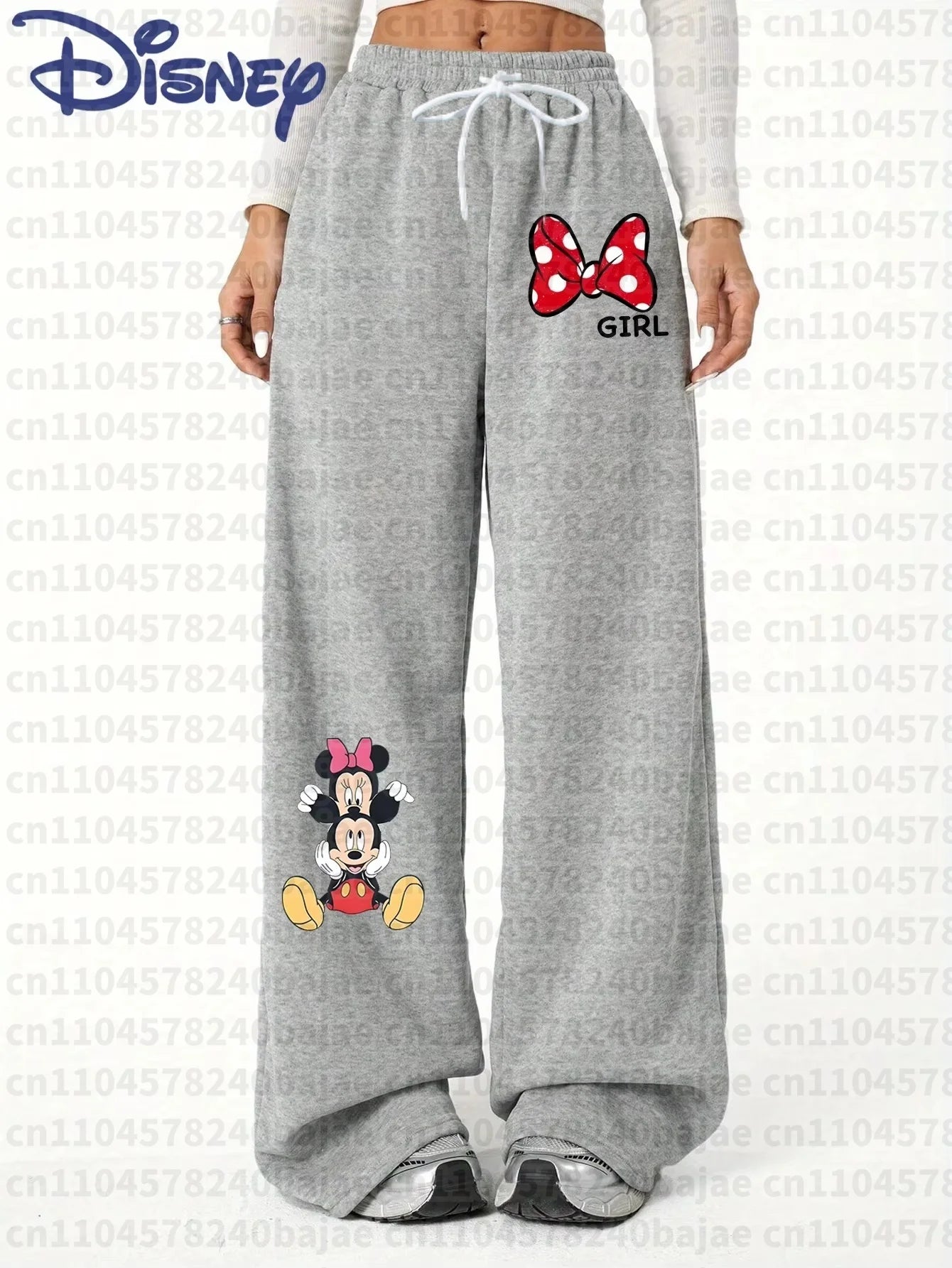 Pantalon Jogging Disney Mickey Femme - Sweatpants Casual Automne Hiver Taille Élastique Oversize