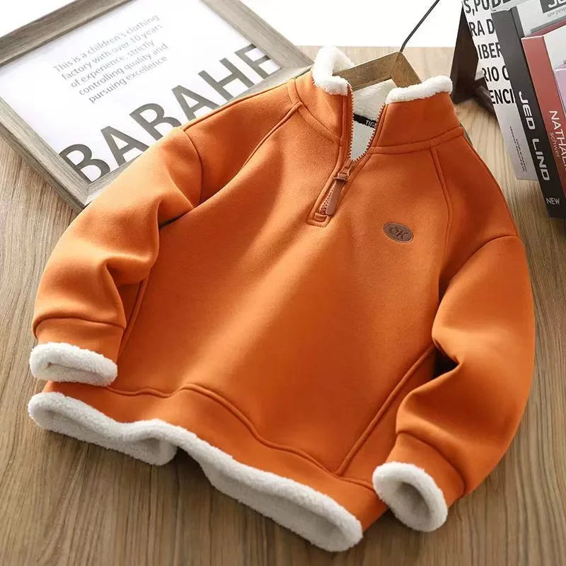 Sweat-shirt Enfant en Laine d'Agneau - Pull Polaire Chaud Épais - Automne Hiver