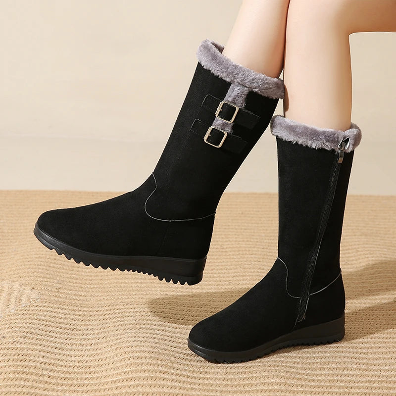 Bottes Hiver Femme Fourrées Grande Taille 43 - Montantes Chaudes Semelle Épaisse