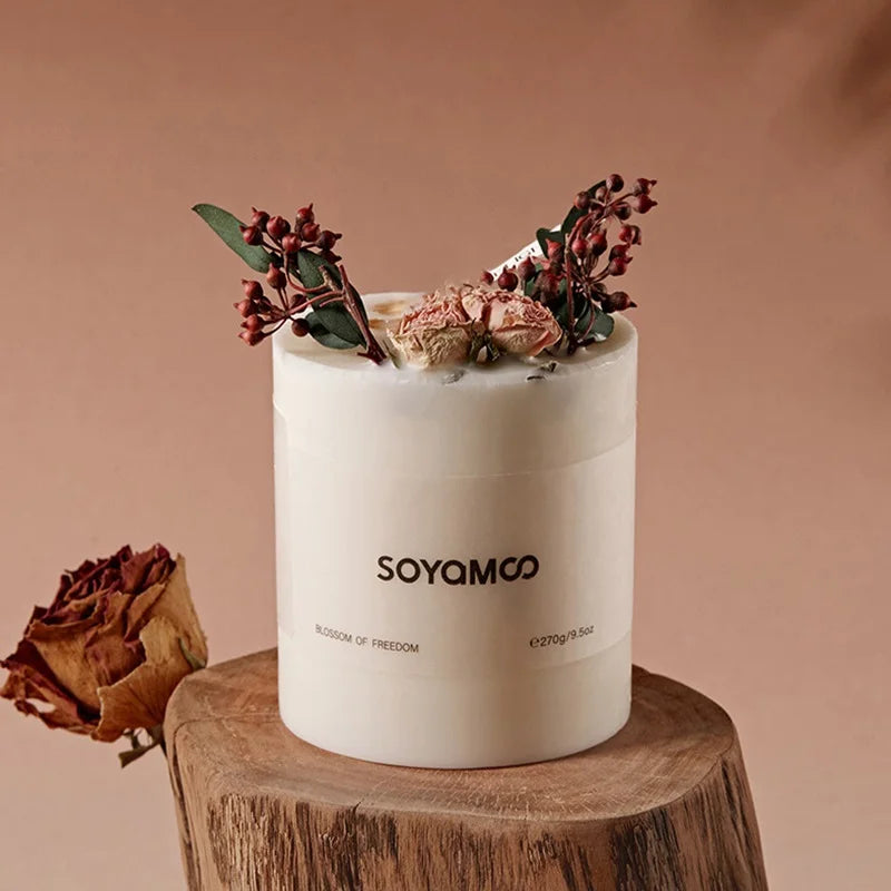 Bougies Parfumées Fleurs Séchées - Bougie Florale Cannelle | Parfum d'Ambiance Premium