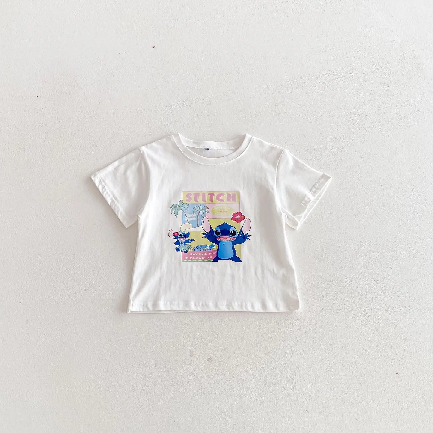 T-Shirt Enfant Stitch - Tee-Shirt Manches Courtes Fille Garçon Disney Été 1-7 Ans