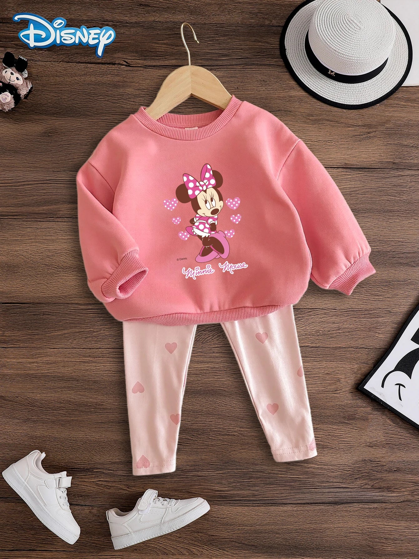 Ensemble Bébé Fille Mickey Mouse Disney - Sweat Cœurs + Pantalon Minnie Automne Hiver 18-24 Mois