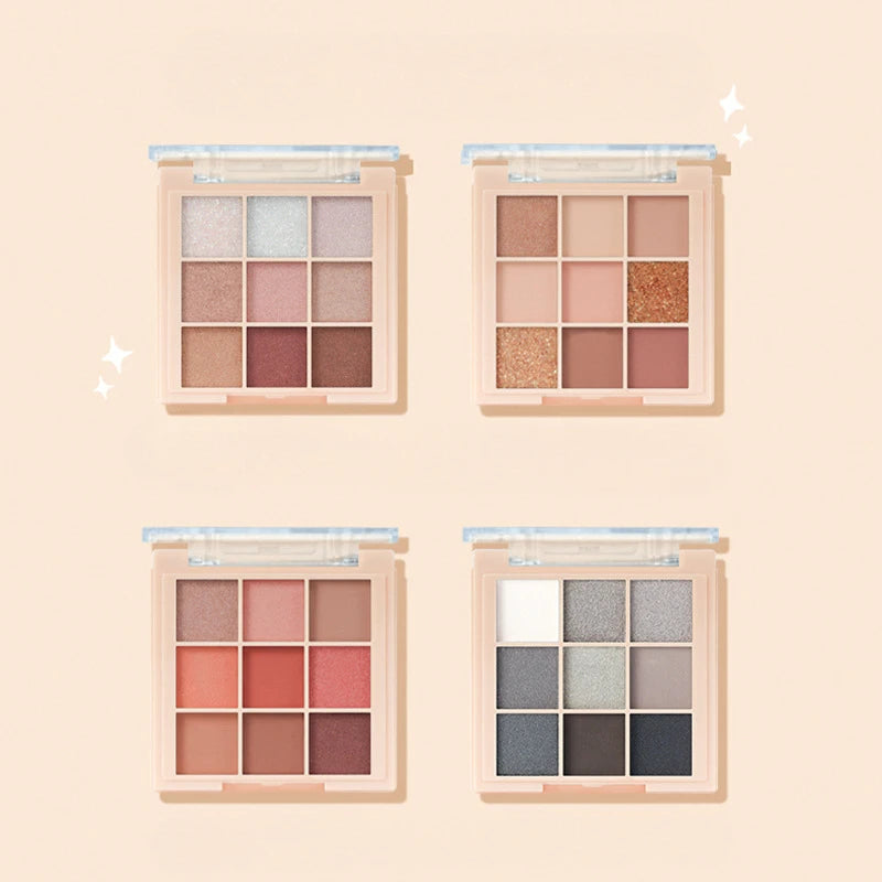 Palette Fard à Paupières 9 Couleurs Paillettes Nacré Débutant Maquillage Yeux Palette Cosmétique Make Up