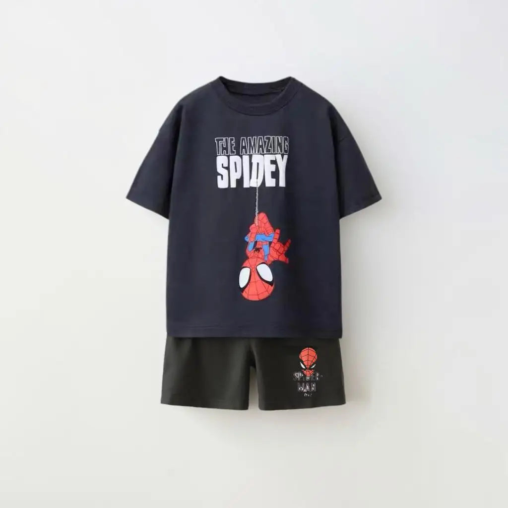 Ensemble Été Spider-Man Garçon - T-Shirt et Short 2 Pièces | Survêtement Décontracté Enfant