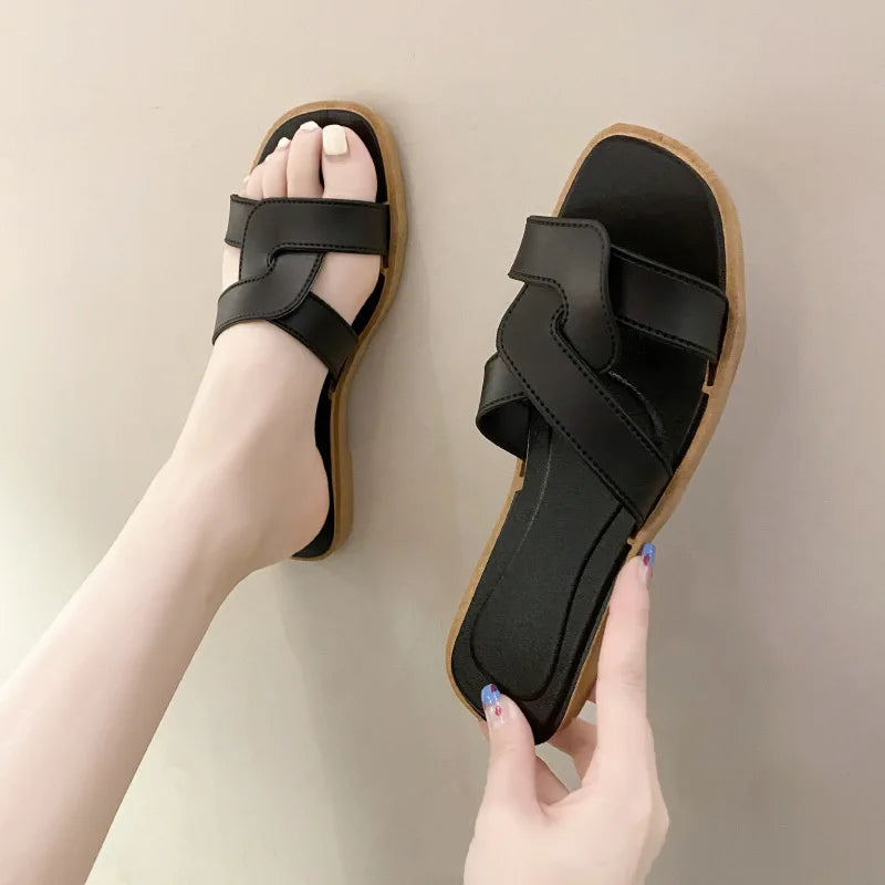 Sandales Slides Femme Été Cross Band - Ultra Douces Antidérapantes Légères